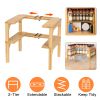 2-Tier Kitchen Spice Rack Expandable Bamboo Spice Organizer Cabinet Stackable Seasoning Organizer Extendable Spice Jar Rack for Countertops Pantries C
