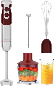 Pro Titanium Reinforced 5 in1 Immersion Hand Blender, Powerful with 80% Sharper Blades, 12 Speed Corded Blender, Including 500ml Chopper, 600ml Beaker