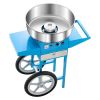Commercial Cotton Candy Machine with Cart Sugar Floss Maker 1000W for Party Blue