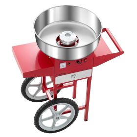 Commercial Cotton Candy Machine with Cart Sugar Floss Maker 1000W for Party Red