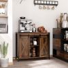HOMCOM Rustic Brown Industrial Buffet Cabinet with Sliding Barn Doors Adjustable Shelves for Dining Room