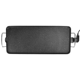 1500W Electric Barbecue Grill Hot Plate Cooking BBQ Griddle Non-Stick Table Top Grill Griddle for Indoor Outdoor Camping Picnic (Option: L)